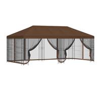 Owoxanthellate Gazebo da giardino, 6 x 3 m, con 6 pareti laterali in rete, stabile tenda per feste con telaio in acciaio e tetto per la circolazione dell'aria, per giardino e terrazza, marrone