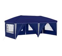 Owoxanthellate Gazebo pieghevole da 3 x 6 m, colore blu, tenda da giardino regolabile in altezza con 6 pannelli laterali, stabile gazebo pieghevole per giardino, feste e mercatini delle pulci, 575 x