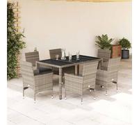 Owoxanthellate Gruppo da giardino da 7 pezzi, grigio chiaro, 150 x 90 cm, in rattan sintetico, con piano in vetro, resistente ai raggi UV, resistente agli agenti atmosferici, per balconi, giardini