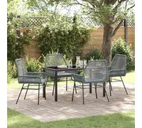 Owoxanthellate Gruppo da giardino in rattan sintetico, 5 pezzi, 140 x 80 cm, con 4 sedie, per terrazze, balconi o giardini, design moderno e robustezza per momenti all'aperto di lunga durata
