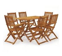 Owoxanthellate Gruppo da giardino pieghevole da 7 pezzi, in acacia massiccia, 120 x 70 cm, design moderno, robusto, per balcone, terrazza, giardino, lounge all'aperto