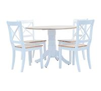Owoxanthellate Gruppo da pranzo 5 pezzi in legno massello di gomma bianco/marrone, rotondo 106 × 75 cm, design moderno, durevole e salvaspazio per piccola cucina, sala da pranzo o balcone
