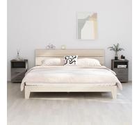 Owoxanthellate HAMAR Set di 2 comodini grigio chiaro, 40 x 35 x 62 cm, in pino con 2 cassetti e scomparto aperto