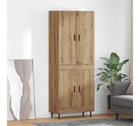 Owoxanthellate Highboard 2 pezzi in rovere Artisan 69,5 x 34 x 180 cm frontali in vetro sottile credenza scaffale con molto spazio per il soggiorno moderno e adatto anche come comò corridoio