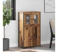 Owoxanthellate Highboard 62 x 32 x 106,5 cm, moderna credenza in legno con 4 ante, gambe in metallo, fissaggio a parete e portata 60 kg, per soggiorno, camera da letto e corridoio