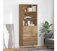 Owoxanthellate Highboard Artisan Rovere 69,5 x 32,5 x 180 cm in robusto legno mobile moderno con 3 cassetti, credenza salvaspazio per soggiorno, corridoio e camera da letto