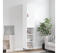Owoxanthellate Highboard bianco, 34,5 x 34 x 180 cm, in legno con piedini in metallo, moderna credenza per soggiorno e camera da letto, spazio per cassettiere, corridoio, due moduli impilabili