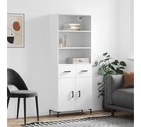 Owoxanthellate Highboard bianco, 69,5 x 34 x 180 cm, in legno con piedini in metallo, design moderno e robustezza per soggiorno, corridoio e camera da letto