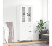 Owoxanthellate Highboard bianco 69,5 x 34 x 180 cm in legno e metallo, moderna credenza con spazio per soggiorno, corridoio e camera da letto