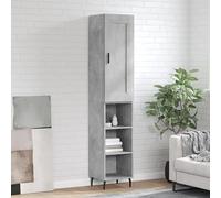 Owoxanthellate Highboard grigio cemento, 34,5 x 34 x 180 cm, in legno e piedini in metallo, design moderno con ampio spazio per soggiorno, corridoio e camera da letto