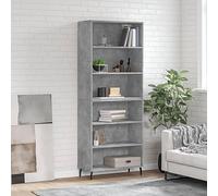 Owoxanthellate Highboard grigio cemento, 69,5 x 32,5 x 180 cm, in legno con gambe in metallo, moderna credenza per soggiorno, corridoio, camera da letto, cassettiera
