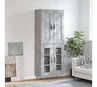 Owoxanthellate Highboard grigio cemento, 69,5 x 34 x 180 cm, in legno con gambe in ferro, design moderno con molto spazio, compatibile come una credenza sottile per soggiorno, corridoio, camera da