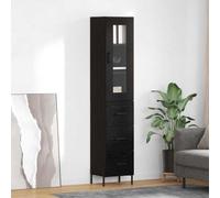 Owoxanthellate Highboard nero effetto rovere 34,5 x 34 x 180 cm moderna credenza con cassetto e porta per piccolo corridoio, cucina, camera da letto