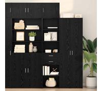 Owoxanthellate Highboard nero rovere 45 x 42,5 x 185 cm con 2 cassetti e scaffali aperti credenza moderna per Living Room camera da letto e corridoio