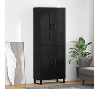 Owoxanthellate Highboard nero rovere 69,5 x 34 x 180 cm moderna credenza con 4 ante e maniglie in metallo robusta costruzione in legno per soggiorno, corridoio, camera da letto