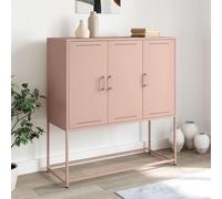 Owoxanthellate Highboard rosa in acciaio con 6 scomparti, 100,5 x 39 x 107 cm, design industriale moderno, robusto e durevole per soggiorno, corridoio e camera da letto