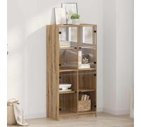 Owoxanthellate Highboard rovere Artisan con ante in PVC trasparente 68 x 37 x 142 cm in legno Design moderno robusto e durevole per soggiorno corridoio e camera da letto