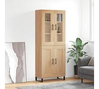 Owoxanthellate Highboard Sonoma Rovere 69,5 x 34 x 180 cm, in legno e vetro, gambe in metallo, design moderno con molto spazio per soggiorno, camera da letto, corridoio