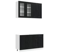Owoxanthellate Kalmar - Blocco da cucina da 4 pezzi, in legno, moderna cucina da incasso con pensili e pensili per uno spazio efficiente in cucina