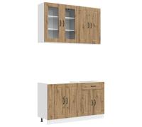 Owoxanthellate Kalmar - Blocco da cucina in rovere Artisan, 4 pezzi, cucina da incasso per cucine moderne, set completo con mobiletto inferiore e pensile