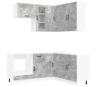 Owoxanthellate Kalmar - Set di 8 mobili da cucina moderni in legno con armadio ad angolo, pensile e mobiletto inferiore per maggiore spazio di archiviazione, grigio cemento