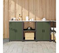 Owoxanthellate Kitchen Storage - Set di rack 180 x 50 x 92 cm, in acciaio verde oliva con 2 scomparti e 4 porte, design industriale per Kitchen Living Room Garage