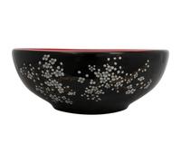Owoxanthellate Lavabo da appoggio in ceramica, nero e rosso, diametro 41 x 14 cm | Lavabo rotondo in ceramica di colore nero e rosso con motivo elegante per un'atmosfera elegante in bagno e toeletta.