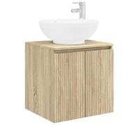 Owoxanthellate Lavabo da parete in rovere Sonoma, 49,5 x 44,5 x 65 cm, mobiletto sottolavabo con lavandino, set di mobili da bagno moderni da appendere per piccoli bagni, materiale in legno