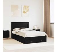 Owoxanthellate Letti 90 x 100 cm, in legno nero, struttura per letto con cassetti e testiera, design moderno, robusto e durevole, per camera da letto, camera degli ospiti, appartamento in città