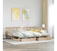 Owoxanthellate Lettino allungabile in pino massiccio, 90 x 200 cm, divano letto con 2 cassetti, salvaspazio, struttura in legno per soggiorno e camera da letto