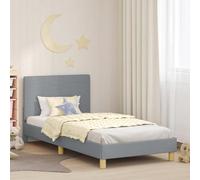 Owoxanthellate Lettino per bambini, 80 x 200 cm, grigio chiaro, in tessuto, rete a doghe in legno, con testiera, per letto basso, senza molle