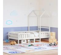 Owoxanthellate Lettino per bambini con tetto, 100 x 200 cm, in legno di pino massiccio, bianco, moderno, per bambini e bambine dai 3 anni in su