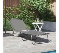 Owoxanthellate Lettino pieghevole a 1 posto, grigio, 56 x 189 x 87 cm, resistente alle intemperie, struttura in metallo, schienale regolabile in 5 posizioni, per giardino, terrazza, balcone