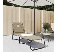 Owoxanthellate Lettino pieghevole da giardino, tortora, 189 x 56 x 83 cm, 5 livelli, in acciaio, tessuto Oxford, foro facciale, giardino, balcone, spiaggia