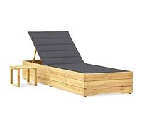 Owoxanthellate Lettino prendisole in pino impregnato, 198 x 68 x 75 cm, antracite, pieghevole, con tavolo e cuscino, robusto, resistente alle intemperie, design moderno per giardino, balcone e