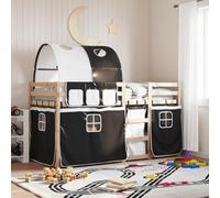 Owoxanthellate Letto a castello in legno di pino bianco, nero, 195,5 x 95,5 x 112 cm, protezione dalle cadute, per cameretta dei bambini