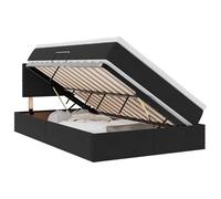 Owoxanthellate Letto a LED 120 x 190 cm, in velluto nero con spazio sotto il letto, meccanismo di sollevamento idraulico, design moderno per camera da letto, camera degli ospiti e camera dei ragazzi