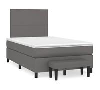 Owoxanthellate Letto a molle, 120 x 190 cm, colore grigio, con materasso in ecopelle, testiera e panchina, design moderno, robusto e durevole, per camera da letto, camera degli ospiti, camera dei