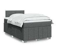 Owoxanthellate Letto a molle, 120 x 190 cm, grigio scuro, con materasso a molle insacchettate e topper, testiera regolabile in altezza, struttura in legno, camera da letto per ospiti, giovani, camera