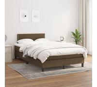Owoxanthellate Letto a molle 120 x 200 cm, completo di materasso e topper, in tessuto marrone scuro, testiera regolabile in altezza, media dura, per dormire, camera da letto, camera degli ospiti