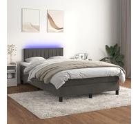 Owoxanthellate Letto a molle, 120 x 200 cm, con materasso e LED, grigio scuro, telaio in legno, testiera regolabile in altezza, design moderno, per camera da letto e camera degli ospiti