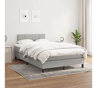 Owoxanthellate Letto a molle, 120 x 200 cm, grigio chiaro, con materasso e topper, testiera regolabile in altezza, zona di comfort media, per camera da letto, camera degli ospiti, camera dei ragazzi
