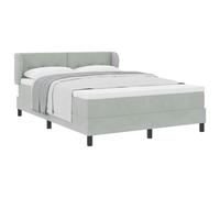 Owoxanthellate Letto a molle, 140 x 190 cm, con materasso e topper, moderno letto in velluto grigio chiaro, con testiera regolabile e design a ganasce, stabile letto imbottito per la camera da letto