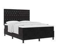 Owoxanthellate Letto a molle, 140 x 200 cm, in velluto nero, con materasso | La testiera regolabile e l'anima a molle insacchettate elastiche offrono un comodo comfort nella camera da letto moderna.