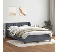 Owoxanthellate Letto a molle 140 x 220 cm, grigio scuro velluto con materasso a molle insacchettate, testiera regolabile in altezza, 223 x 147 x 78/88 cm, moderno letto imbottito per camera da letto e