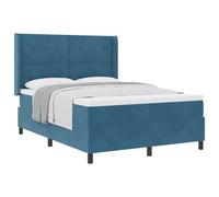 Owoxanthellate Letto a molle, 160 x 200 cm, con materasso e testiera, moderno letto imbottito in velluto blu, letto matrimoniale king size con materasso a molle insacchettate e topper