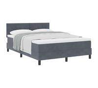Owoxanthellate Letto a molle, 160 x 200 cm, grigio scuro, con | Poggiatesta regolabile a due livelli e solido materiale in legno per notti riposanti nella camera da letto moderna.