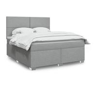 Owoxanthellate Letto a molle, 180 x 200 cm, grigio chiaro, LED, con molle insacchettate, topper, testiera regolabile in altezza, telaio in legno, divano letto