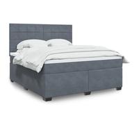 Owoxanthellate Letto a molle 180 x 200 cm, grigio scuro, velluto con LED, comfort durante il sonno, materasso a molle insacchettate, testiera regolabile in altezza, per camera da letto e camera degli
