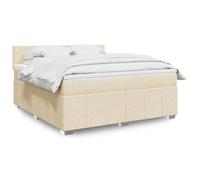 Owoxanthellate Letto a molle 180 x 200 cm, in tessuto crema con materasso a molle insacchettate, testiera regolabile in altezza, moderno letto imbottito per camera da letto e camera degli ospiti